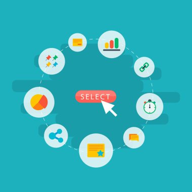 Set Görev Yöneticisi simgeleri düz stil sembollerle payı, başrollerini görev, kaldır görev ve diğer simgeler web mobil app logo tasarımı için.