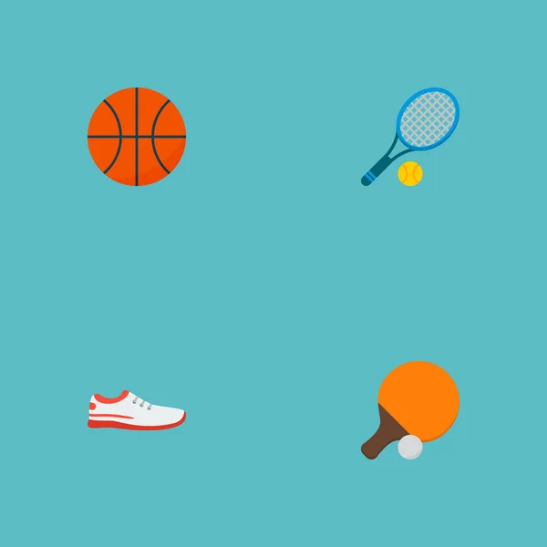 Set von Sport-Symbolen flache Stil-Symbole mit Turnschuhen, Tischtennis, Tennis und andere Symbole für Ihre Web-Mobile-App-Logo-Design. — Stockvektor