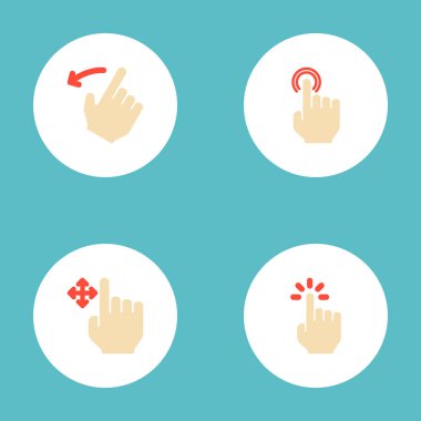 Jest simgeler düz stil semboller ile sürükle, duyusal, geriye dönük ve diğer simgeler web mobil app logo tasarımı için ayarla.