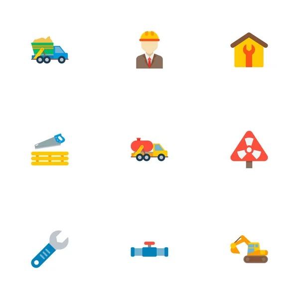 Conjunto de iconos industriales símbolos de estilo plano con camión cisterna, ingeniero, tubería y otros iconos para el diseño del logotipo de su aplicación móvil web . — Foto de Stock