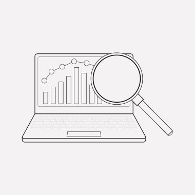 Araştırma simgesi line öğesi. web mobil app logo tasarımı için temiz arka plan üzerinde izole araştırma simgesi çizgi çizimi.