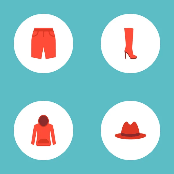 Ensemble d'icônes de vêtement symboles de style plat avec shorts, chaussures à talons, panama et autres icônes pour la conception de logo de votre application mobile web . — Photo