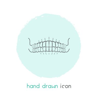 Diş simgesi line öğesi. web mobil app logo tasarımı için temiz arka plan üzerinde izole dişler simgesi çizgi çizimi.