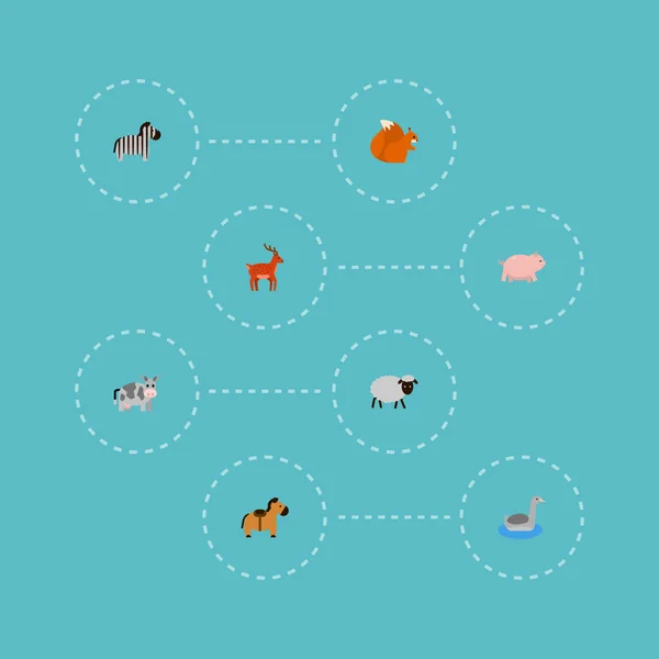 Ensemble d'icônes de zoologie symboles de style plat avec moutons, zèbres, cerfs et autres icônes pour la conception du logo de votre application mobile Web . — Photo