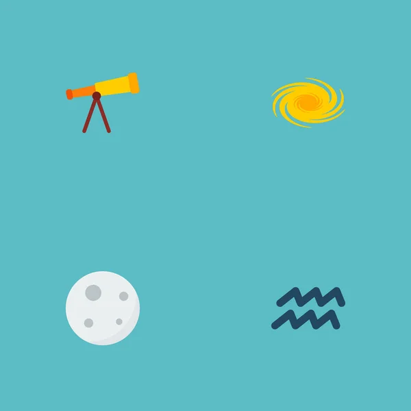Gökada, teleskop, aqurius ve diğer simgeler web mobil app logo tasarımı için Astroloji simgeler düz stil sembollerle kümesi. — Stok fotoğraf
