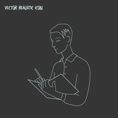 Yardımcısı simgesini line öğesi. Web mobil app logo tasarımı için temiz arka plan üzerinde izole Yardımcısı simgesini çizgi vektör çizim.