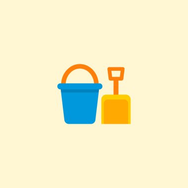 Kova simgesi düz öğe. Kova simgesi düz web mobil app logo tasarımı için temiz arka plan üzerinde izole vektör çizim.