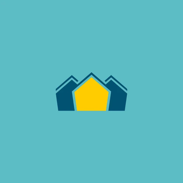 村アイコン フラット要素。ウェブ モバイル アプリのロゴ デザインのきれいな背景に分離された村アイコン フラットのベクトル イラスト. — ストックベクタ
