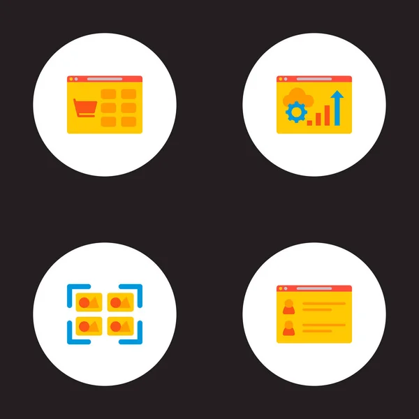 Web sitesi optimizasyonu, Portföy, team sayfa ve diğer simgeler web mobil app logo tasarım için Web sitesi simgeleri düz stil sembollerle kümesi. — Stok Vektör