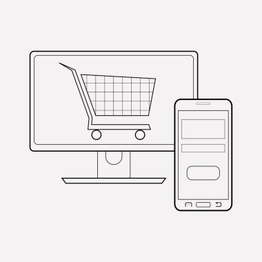 E-ticaret Web sitesi simge line öğesi. e-ticaret Web sitesi simge satır web mobil app logo tasarımı için temiz arka plan üzerinde izole gösteren resim.
