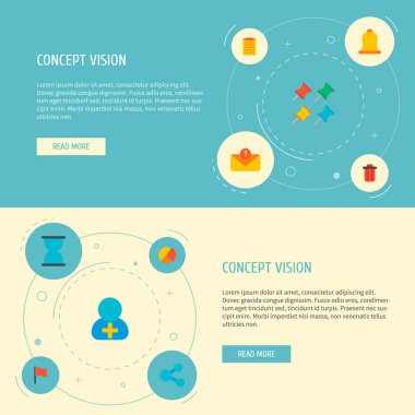 Proje simgeleri düz stil kümesi kum saati ile semboller, hatırlatmak, delete ve diğer simgeler web mobil app logo tasarımı için.