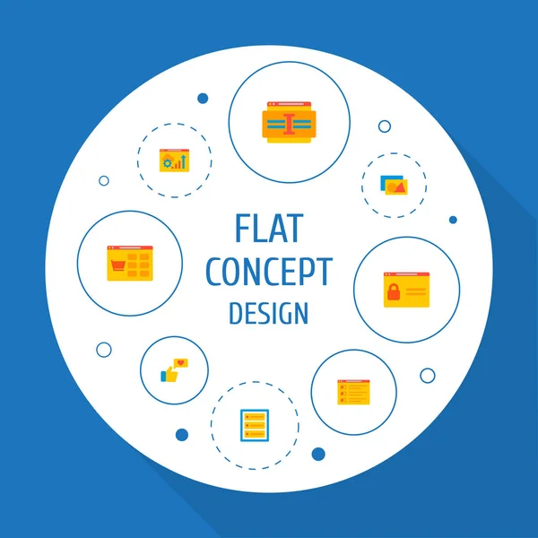 Set of website development icons flat style symbols with database, login page, shop page and other icons for your web mobile app logo design.