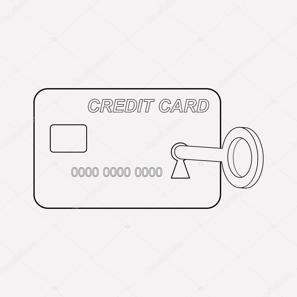Secured credit card icon line element.  illustration of secured credit card icon line isolated on clean background for your web mobile app logo design.