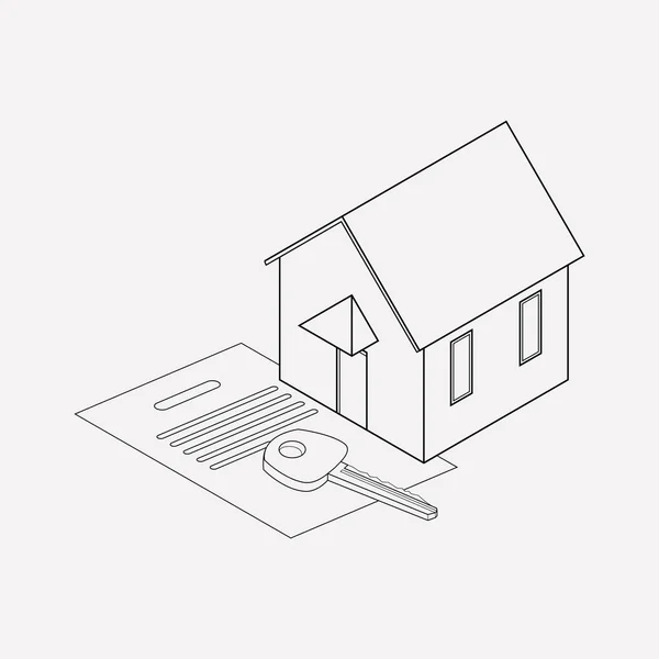 Préstamo hipotecario icono elemento de línea. Ilustración vectorial de la línea de iconos de préstamos hipotecarios aislados en un fondo limpio para el diseño del logotipo de su aplicación móvil web . — Vector de stock