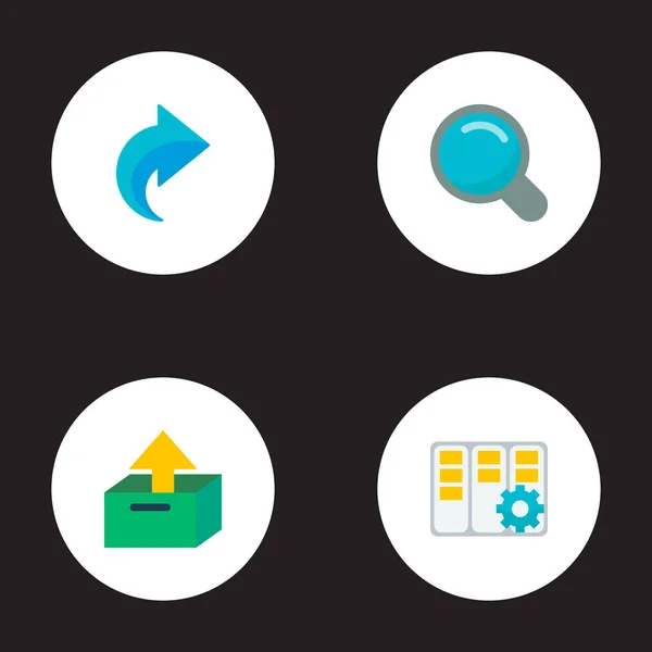 Conjunto de iconos de gestión de símbolos de estilo plano con búsqueda, rehacer, administrador de tareas y otros iconos para el diseño del logotipo de su aplicación móvil web . — Archivo Imágenes Vectoriales
