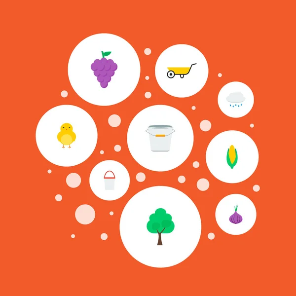 Set of agriculture icons flat style symbols with bucket, cloud, corn and other icons for your web mobile app logo design.