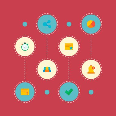 Zamanlayıcı, tam, pasta grafiği ve diğer simgeler web mobil app logo tasarımı için proje simgeleri düz stil sembollerle kümesi.