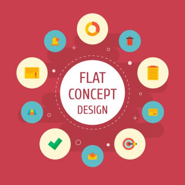 Proje simgeleri düz stil sembolleri ile komple, gol, önemli görev ve diğer simgeler web mobil app logo tasarımı için.