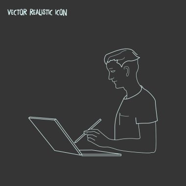 Tasarımcı simge line öğesi. web mobil app logo tasarımı için temiz arka plan üzerinde izole tasarımcı simge çizgi çizimi.