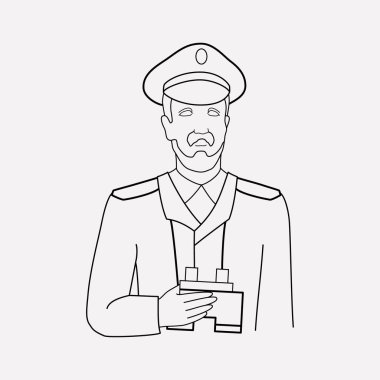 Kaptan simgesi line öğesi. Kaptan simgesi satır web mobil app logo tasarımı için temiz arka plan üzerinde izole gösteren resim.