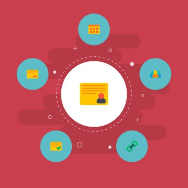 Görev Yöneticisi simgeleri düz stil sembolleri ile takvim, üyeler, eklemek bağlantı ve diğer simgeler web mobil app logo tasarımı için.