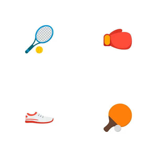 Készlet-ból tevékenység ikonok lapos stílusú szimbólumok kesztyű, ping-pong, tenisz, más ikonok a webes mozgatható app logo design. — Stock Vector