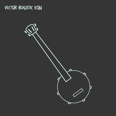 Banjo simgesi line öğesi. Banjo simgesi satır web mobil app logo tasarımı için temiz arka plan üzerinde izole vektör çizim.