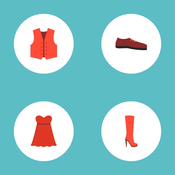 Ensemble d'icônes de robe symboles de style plat avec sundress, chaussures à talons, gilet et autres icônes pour la conception de logo de votre application mobile web . — Image vectorielle