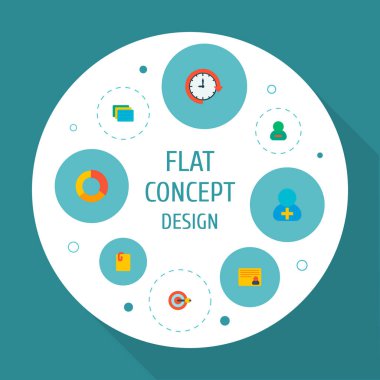 Yönetim simgeleri düz stil semboller ile tecil ayarla, üye, farklı görevler ve diğer simgeler web mobil app logo tasarımı için ekleyin.