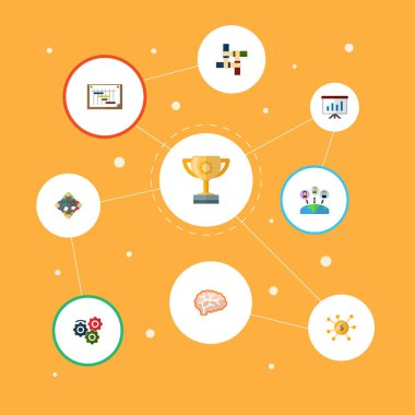 Ekip çalışması, motivasyon, Toplantı ve diğer simgeler web mobil app logo tasarımı için başlangıç simgeleri düz stil sembollerle kümesi.