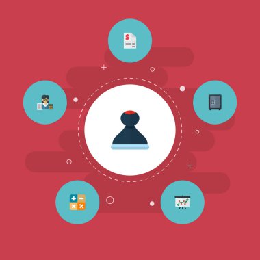 Simgeler düz stil sembolleri ile vergi, strateji, matematik ve diğer simgeler web mobil app logo tasarımı için muhasebe seti.