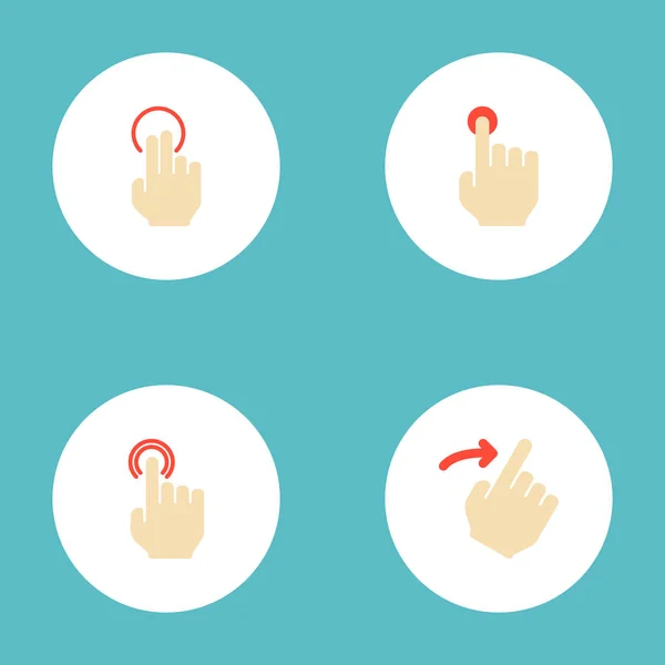 Conjunto de ícones de gestos símbolos de estilo plano com imprensa, cutucar, ícones direito e outros para o design do logotipo do seu aplicativo móvel web . —  Vetores de Stock
