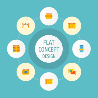 Web sitesi kaymak, team sayfa, sanat ve diğer simgeler web mobil app logo tasarımı için geliştirme simgeler düz stil sembollerle kümesi.