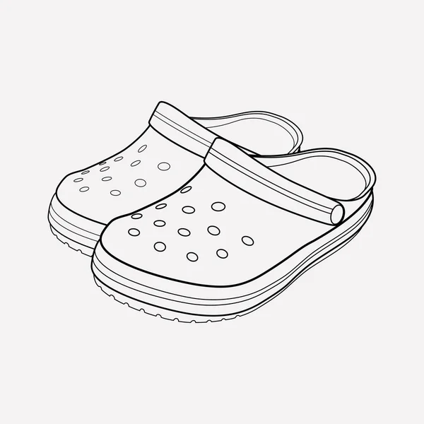 Elemento linea icona Crocs. Illustrazione vettoriale della linea di icone dei coccodrilli isolata su sfondo pulito per il design del logo dell'app mobile web . — Vettoriale Stock