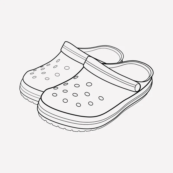 Crocs icono elemento de línea. Ilustración vectorial de la línea de iconos de cocodrilos aislados en un fondo limpio para su diseño de logotipo de aplicación móvil web . — Vector de stock