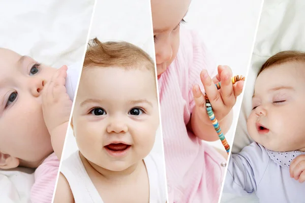 Kolaj bebek uyuyor, oynuyor, yiyor. Sağlıklı bebek büyür ve d
