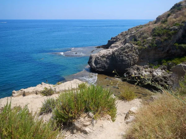 Torre Normanna Altavilla Milicia Palermo Italien Farverne Havet Torre Normanna - Stock-foto