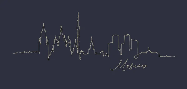 城市剪影莫斯科在钢笔线样式画与米色线在深蓝色背景 — 图库矢量图片