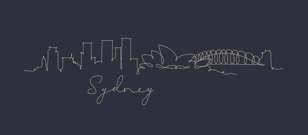 Silueta Ciudad Sydney Lápiz Línea Estilo Dibujo Con Líneas Beige — Vector de stock