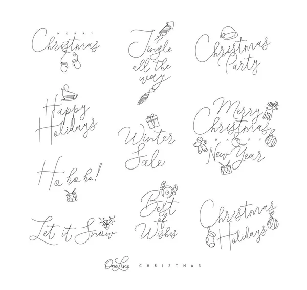 Weihnachten Pen Line Schriftzug Für Den Winterurlaub Zeichnung Auf Weißem — Stockvektor