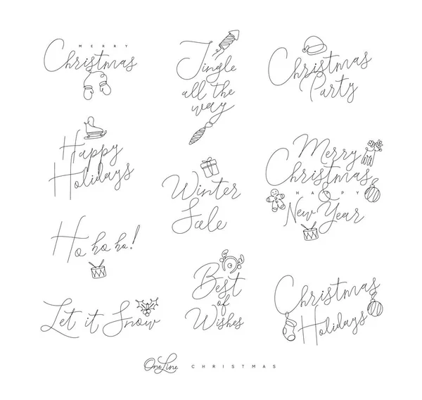 Natal Caneta Linha Lettering Para Férias Inverno Desenho Fundo Branco —  Vetores de Stock