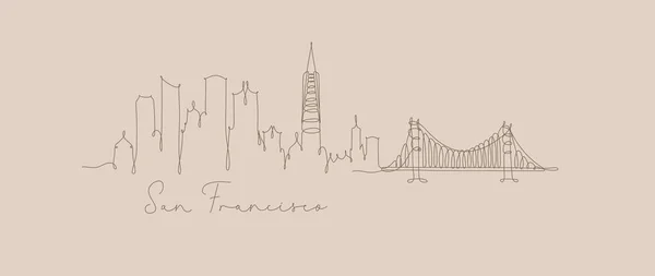 City Silhouette San Francisco Pen Line Style Drawing Beige Lines — Stock Vector