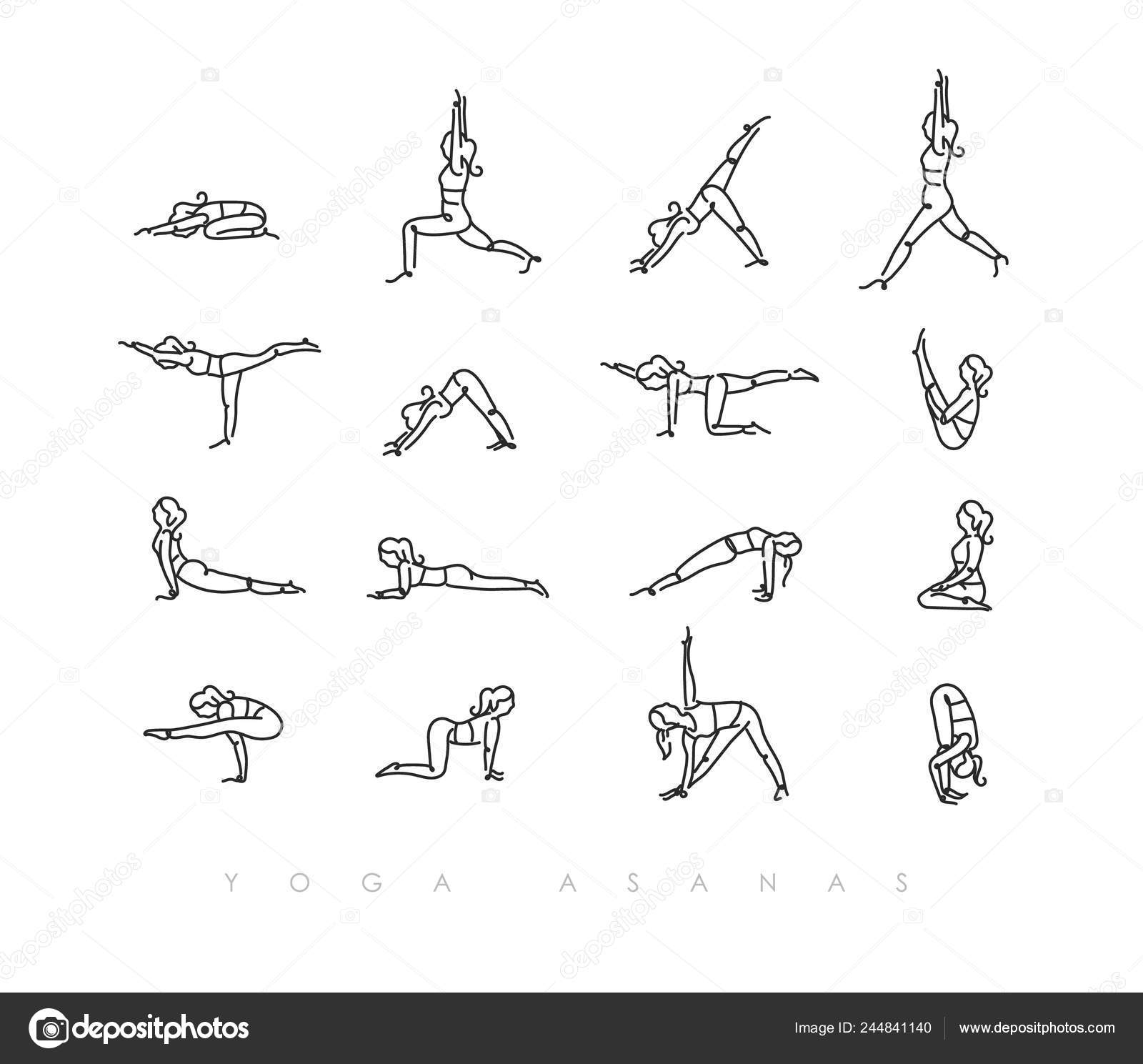 Drawing of a woman making exercises/fitness/yoga/asanas. By ArtSpot |  TheHungryJPEG