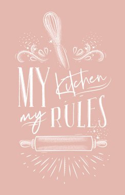 Poster my kitchen rules pink clipart