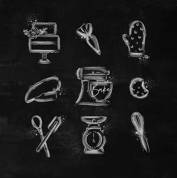 Bakery icons chalk — Stock Vector