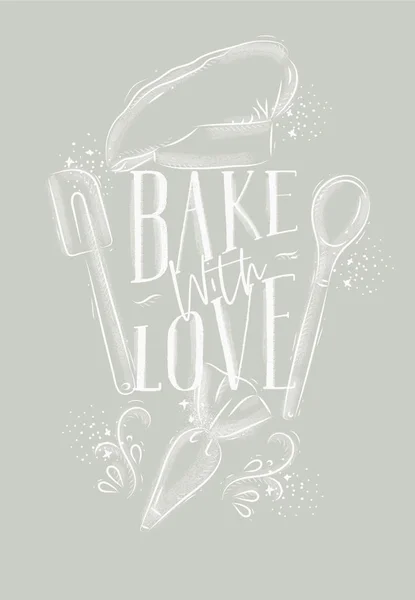 Poster pâtisserie avec amour gris — Image vectorielle