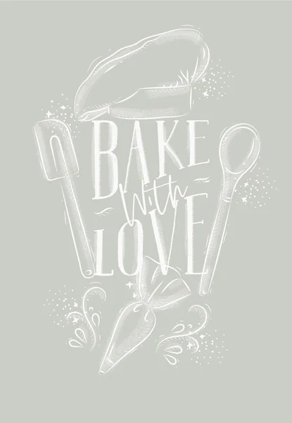 Poster mit Liebe grau backen — Stockvektor