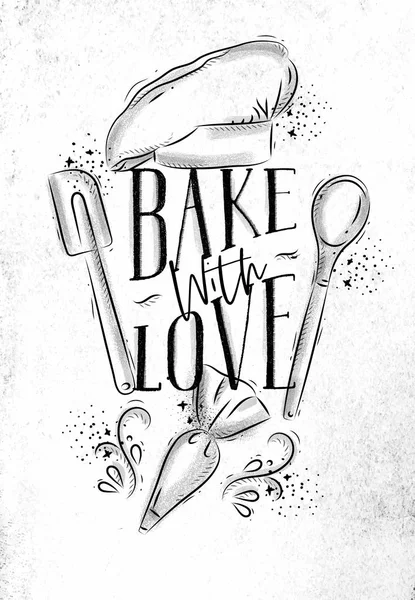 Poster pâtisserie avec amour — Image vectorielle