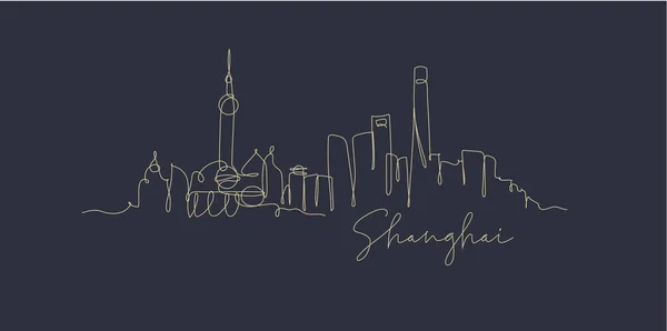 Linha de caneta silhueta Shanghai azul escuro — Vetor de Stock