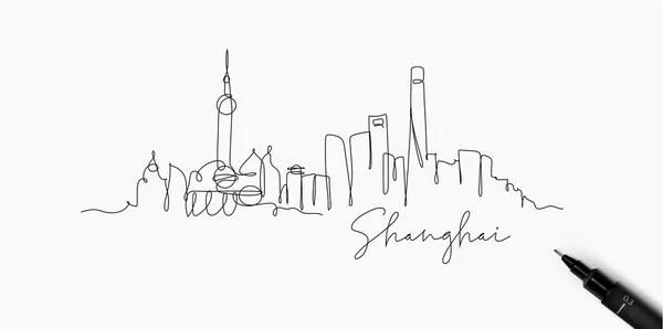 Linea penna sagoma Shanghai — Vettoriale Stock